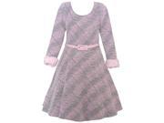 Bonnie Jean Little Girls Grey Pink Faded Angled Stripe Christmas Dress 5
