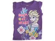 Disney Little Girls Purple Elsa Warm At Heart Flutter Sleeve Top 3T
