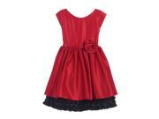 Sweet Kids Big Girls Red Black Rolled Flower Adorned Occasion Dress 12