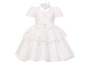 Baby Girls White Floral Embroidered Lace Overlay Bow Flower Girl Dress 12M