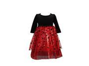 Angels Garment Toddler Girls Black Velvet Top Polka Dot Mesh Christmas Dress 3T