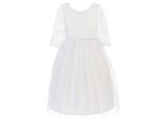 Sweet Kids Little Girls White Lace Detailed Bow Flower Girl Dress 4