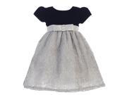 Lito Little Girls Black Silver Glitter Velvet Corded Tulle Occasion Dress 4T