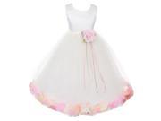 Kids Dream Big Girls Ivory Pink Satin Petal Junior Bridesmaid Dress 10