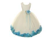 Kids Dream Big Girls Ivory Aqua Satin Floral Petal Junior Bridesmaid Dress 12