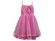 Reflectionz Little Girls Pink Rose Trim Sequin Glitter Tulle Tutu Dress 6