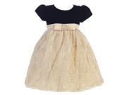 Lito Little Girls Black Gold Glitter Velvet Corded Tulle Occasion Dress 4T