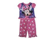 Disney Baby Girl Pink Purple Minnie Polka Dot Print 2 Pc Pajama Set 24M