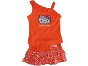 Sanrio Little Girls Orange Hello Kitty One Shoulder Top Skirt Outfit 4