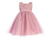 Lito Little Girls Dusty Rose Corded Top Shiny Tulle Occasion Dress 6