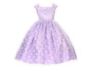 Big Girls Lilac Floral Lace Overlay Bead Adorned Waist Occasion Dress 8