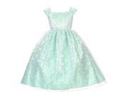 Little Girls Mint Floral Lace Overlay Bead Adorned Waist Occasion Dress 4