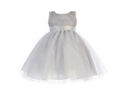 Lito Big Girls Silver Glitter Corded Top Shiny Tulle Occasion Dress 10