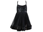 Reflectionz Little Girls Black Rose Trim Sequin Glitter Tulle Tutu Dress 4