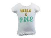 Reflectionz Little Girls White Mint Wild Rhinestuds Two Birthday Shirt 2