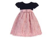 Lito Little Girls Black Dusty Rose Velvet Corded Tulle Occasion Dress 2T