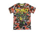 Nickelodeon Big Boys Orange Green Camouflage TMNT Print T Shirt 19 12