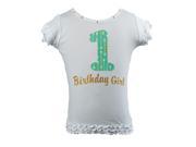 Reflectionz Baby Girls White Mint Rhinestuds No. 1 Birthday Shirt 18M