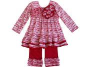 Isobella Chloe Little Girls Red Stripe Flower Scarlett Pants Outfit 6X