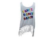 Reflectionz Big Girls White Dance Dance Dance Glitter Fringe Tank 10