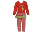 Laura Dare Little Girls Red Green Candy Cane Applique 2 Pc Pajama Set 4