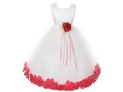 Kids Dream Big Girls Ivory Red Satin Floral Petal Junior Bridesmaid Dress 10