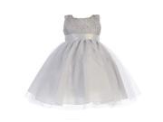 Lito Big Girls Silver Glitter Corded Top Shiny Tulle Occasion Dress 7