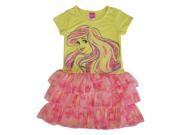 Disney Little Girls Yellow Little Mermaid Print Tiered Ruffle Dress 4 5