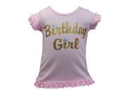 Reflectionz Little Girls Pink Glitter Crown Birthday Girl T Shirt 5