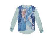 Disney Little Girls Blue Elsa Frozen Winter Print Long Sleeved Top 6 6X