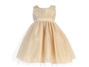 Lito Little Girls Gold Glitter Corded Top Shiny Tulle Occasion Dress 2T