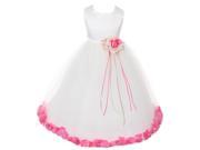 Kids Dream Big Girls Ivory Fuchsia Satin Petal Junior Bridesmaid Dress 14