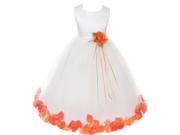 Kids Dream Big Girls Ivory Orange Satin Petal Junior Bridesmaid Dress 14