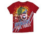 Marvel Big Boys Red Avengers Full Force Print Short Sleeved T Shirt 10 12