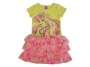 Disney Big Girls Yellow Little Mermaid Print Tiered Ruffle Dress 7 8