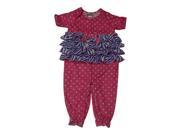 Laura Dare Baby Girls Multi Color Dot Zebra Print Ruffle Jumpsuit Pajama 18M