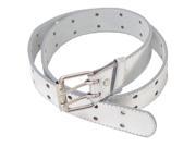 Girls Silver Perforated Dual Prong Buckle Belt Large 26 30