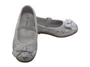 L Amour Toddler Girl 9 Silver Glitter Bow Strap Ballet Slipper Shoe
