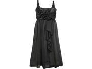 Little Girls Stella Black Ruffle Rosette Attached Sleeveless Party Dress 5