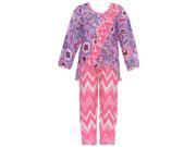 Laura Dare Little Girls Pink Lilac Paisley Chevron Long Sleeve Pajama Set 5