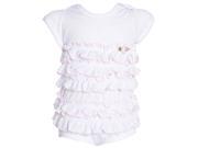 Laura Dare Baby Girls White Ruffle Floral Top Bloomer Pajama Set 24M