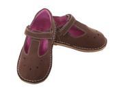 L Amour Little Girl 11 Brown Nubuck T Strap Velcro Shoe