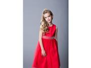 The Rain Kids Big Girls Red Sparkly Tulle Pearls Occasion Christmas Dress 8