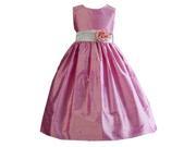 Crayon Kids Little Girls Pink Flower Sash Poly Silk Special Occasion Dress 3T