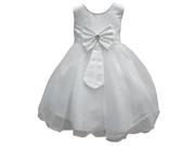 Little Girls Ivory Glittery Broach Bow Overlaid Special Occasion Dress 4