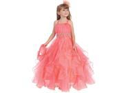 Chic Baby Big Girls Coral Pearl Organza Ruffle Pageant Flower Girl Dress 8