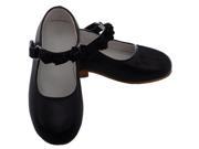 L Amour Little Girl 11 Black Leather Flower Mary Jane Velcro Shoe