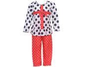 Laura Dare Little Girls Black White Red Dot Bow Package 2 Pc Pajama Set 6