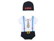 Sozo Baby Boys Black Businessman Print Short Sleeve Hat Bodysuit Set 0 3M