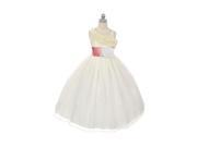 Chic Baby Little Girls Ivory Coral One Shoulder Ruffle Flower Girl Dress 4